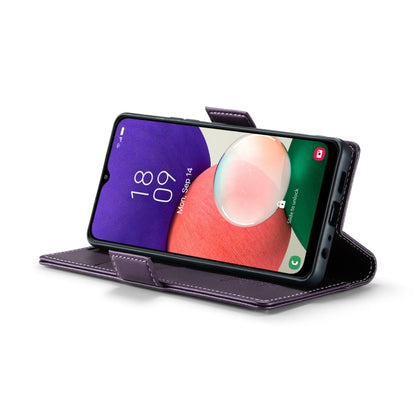 For Samsung Galaxy A22 5G CaseMe 023 Butterfly Buckle Litchi Texture RFID Anti-theft Leather Phone Case(Pearly Purple)