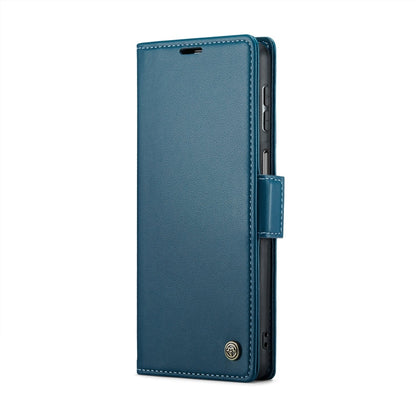 For Samsung Galaxy A24 4G CaseMe 023 Butterfly Buckle Litchi Texture RFID Anti-theft Leather Phone Case(Blue)