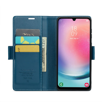 For Samsung Galaxy A24 4G CaseMe 023 Butterfly Buckle Litchi Texture RFID Anti-theft Leather Phone Case(Blue)