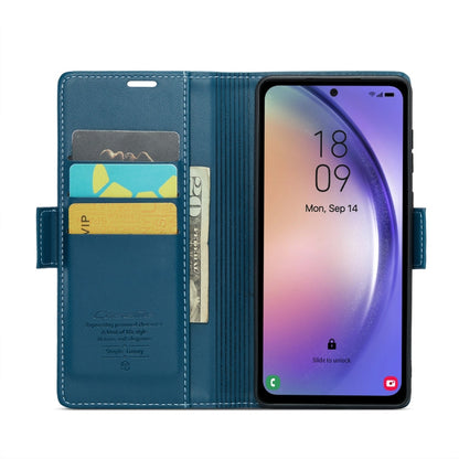 For Samsung Galaxy A54 5G CaseMe 023 Butterfly Buckle Litchi Texture RFID Anti-theft Leather Phone Case(Blue)
