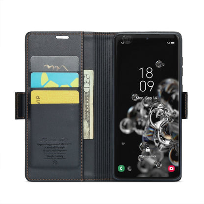 For Samsung Galaxy S20 Ultra CaseMe 023 Butterfly Buckle Litchi Texture RFID Anti-theft Leather Phone Case(Black)