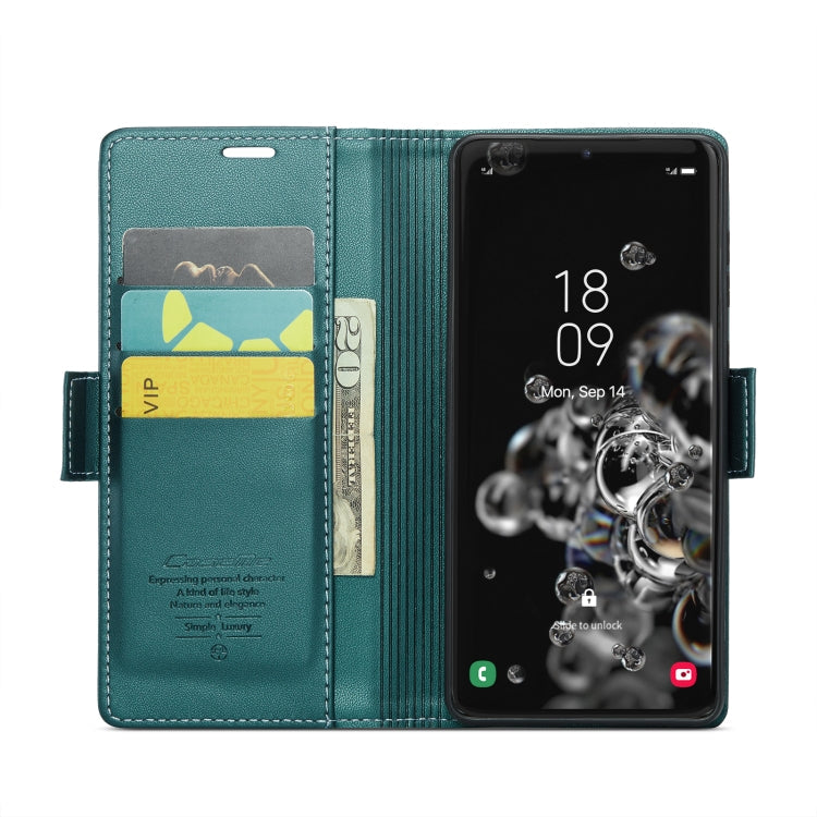 For Samsung Galaxy S20 Ultra CaseMe 023 Butterfly Buckle Litchi Texture RFID Anti-theft Leather Phone Case(Pearly Blue)