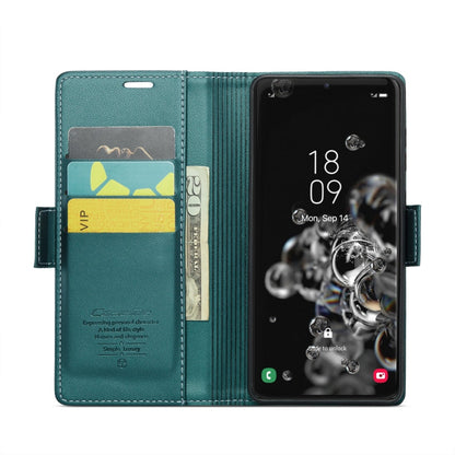 For Samsung Galaxy S20 Ultra CaseMe 023 Butterfly Buckle Litchi Texture RFID Anti-theft Leather Phone Case(Pearly Blue)