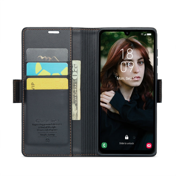 For Samsung Galaxy A15 4G/5G CaseMe 023 Butterfly Buckle Litchi Texture RFID Anti-theft Leather Phone Case(Black)