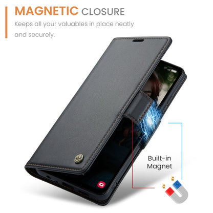 For Samsung Galaxy A15 4G/5G CaseMe 023 Butterfly Buckle Litchi Texture RFID Anti-theft Leather Phone Case(Black)