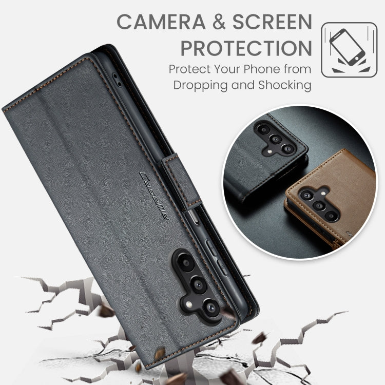 For Samsung Galaxy A15 4G/5G CaseMe 023 Butterfly Buckle Litchi Texture RFID Anti-theft Leather Phone Case(Black)