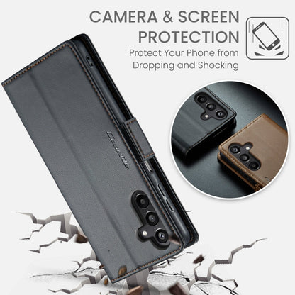 For Samsung Galaxy A15 4G/5G CaseMe 023 Butterfly Buckle Litchi Texture RFID Anti-theft Leather Phone Case(Black)