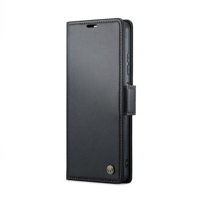 For Samsung Galaxy A05s CaseMe 023 Butterfly Buckle Litchi Texture RFID Anti-theft Leather Phone Case(Black)