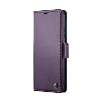 For Samsung Galaxy A05s CaseMe 023 Butterfly Buckle Litchi Texture RFID Anti-theft Leather Phone Case(Pearly Purple)