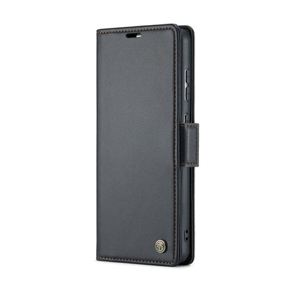 For Samsung Galaxy A35 5G CaseMe 023 Butterfly Buckle Litchi Texture RFID Anti-theft Leather Phone Case(Black)