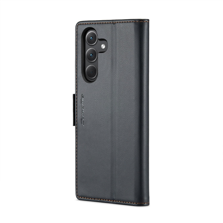 For Samsung Galaxy A35 5G CaseMe 023 Butterfly Buckle Litchi Texture RFID Anti-theft Leather Phone Case(Black)
