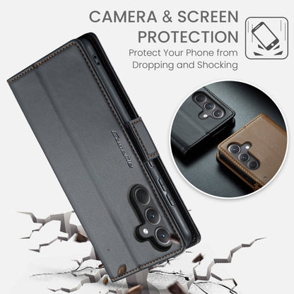 For Samsung Galaxy A35 5G CaseMe 023 Butterfly Buckle Litchi Texture RFID Anti-theft Leather Phone Case(Black)