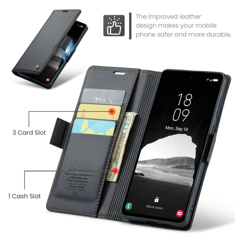 For Samsung Galaxy A35 5G CaseMe 023 Butterfly Buckle Litchi Texture RFID Anti-theft Leather Phone Case(Black)