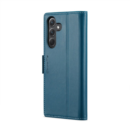 For Samsung Galaxy A35 5G CaseMe 023 Butterfly Buckle Litchi Texture RFID Anti-theft Leather Phone Case(Blue)