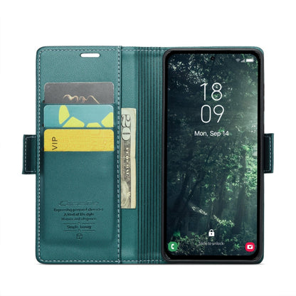 For Samsung Galaxy A35 5G CaseMe 023 Butterfly Buckle Litchi Texture RFID Anti-theft Leather Phone Case(Pearly Blue)