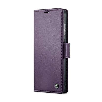For Samsung Galaxy A35 5G CaseMe 023 Butterfly Buckle Litchi Texture RFID Anti-theft Leather Phone Case(Pearly Purple)