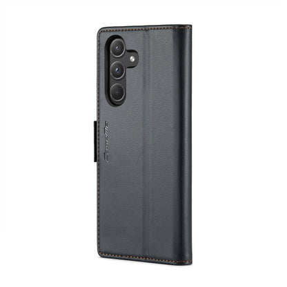 For Samsung Galaxy A55 CaseMe 023 Butterfly Buckle Litchi Texture RFID Anti-theft Leather Phone Case(Black)