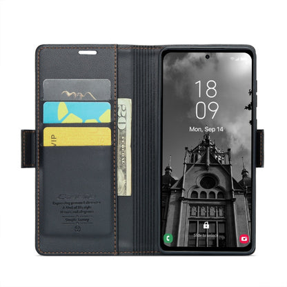 For Samsung Galaxy A55 CaseMe 023 Butterfly Buckle Litchi Texture RFID Anti-theft Leather Phone Case(Black)