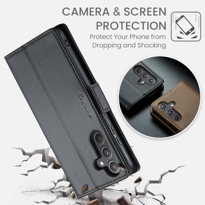 For Samsung Galaxy A55 CaseMe 023 Butterfly Buckle Litchi Texture RFID Anti-theft Leather Phone Case(Black)