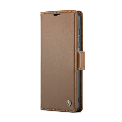 For Samsung Galaxy A55 CaseMe 023 Butterfly Buckle Litchi Texture RFID Anti-theft Leather Phone Case(Brown)