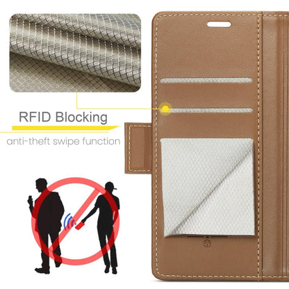 For Samsung Galaxy A55 CaseMe 023 Butterfly Buckle Litchi Texture RFID Anti-theft Leather Phone Case(Brown)