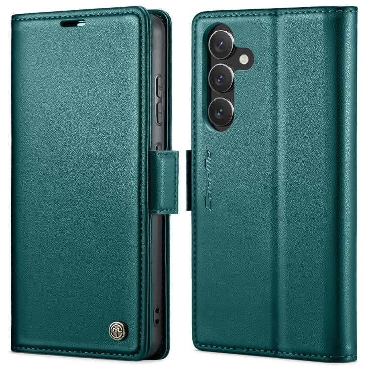 Pour Samsung Galaxy A55 Étui de téléphone en cuir anti-vol RFID texturé litchi avec boucle papillon CaseMe 023 (bleu nacré)