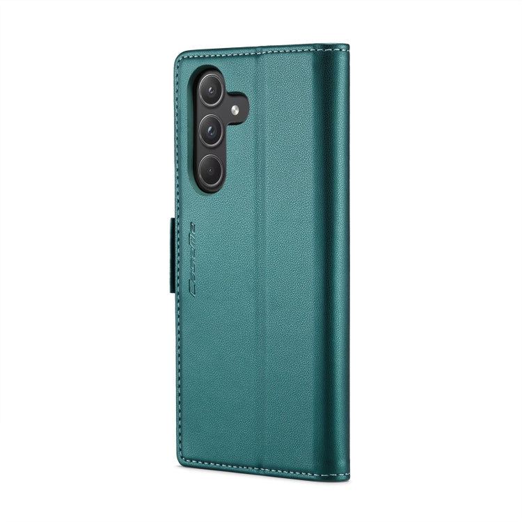 Pour Samsung Galaxy A55 Étui de téléphone en cuir anti-vol RFID texturé litchi avec boucle papillon CaseMe 023 (bleu nacré)