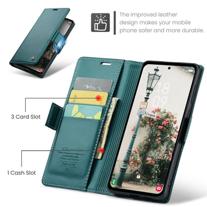 Pour Samsung Galaxy A55 Étui de téléphone en cuir anti-vol RFID texturé litchi avec boucle papillon CaseMe 023 (bleu nacré)