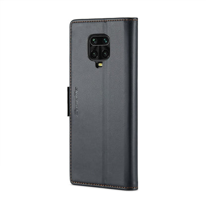 For Xiaomi Redmi Note 9S/Note 9 Pro/Note 9 Pro Max CaseMe 023 Butterfly Buckle Litchi Texture RFID Anti-theft Leather Phone Case(Black)