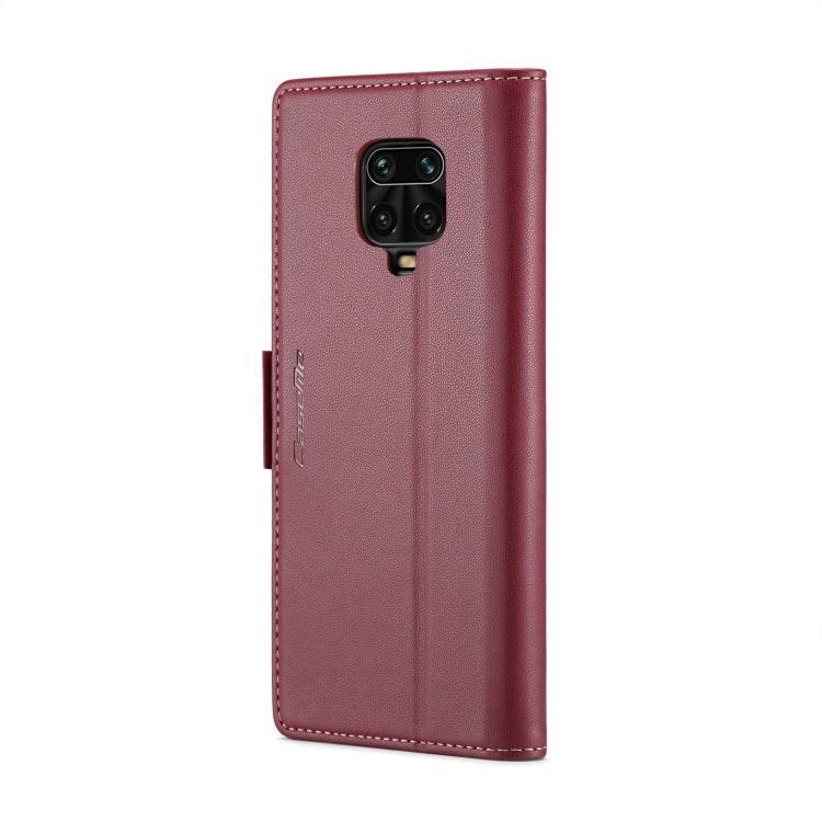 For Xiaomi Redmi Note 9S/Note 9 Pro/Note 9 Pro Max CaseMe 023 Butterfly Buckle Litchi Texture RFID Anti-theft Leather Phone Case(Wine Red)