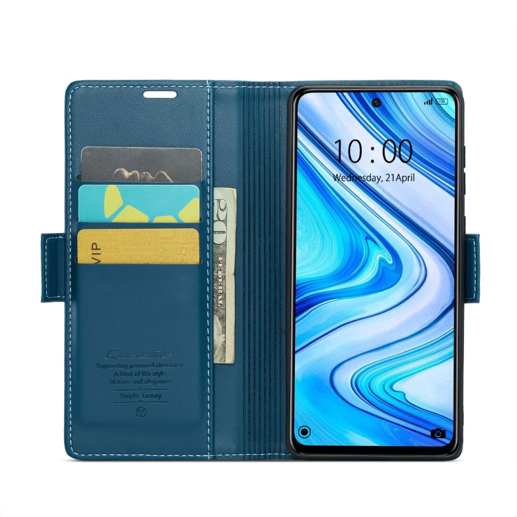 For Xiaomi Redmi Note 9S/Note 9 Pro/Note 9 Pro Max CaseMe 023 Butterfly Buckle Litchi Texture RFID Anti-theft Leather Phone Case(Blue)