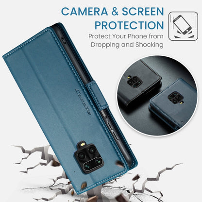 For Xiaomi Redmi Note 9S/Note 9 Pro/Note 9 Pro Max CaseMe 023 Butterfly Buckle Litchi Texture RFID Anti-theft Leather Phone Case(Blue)