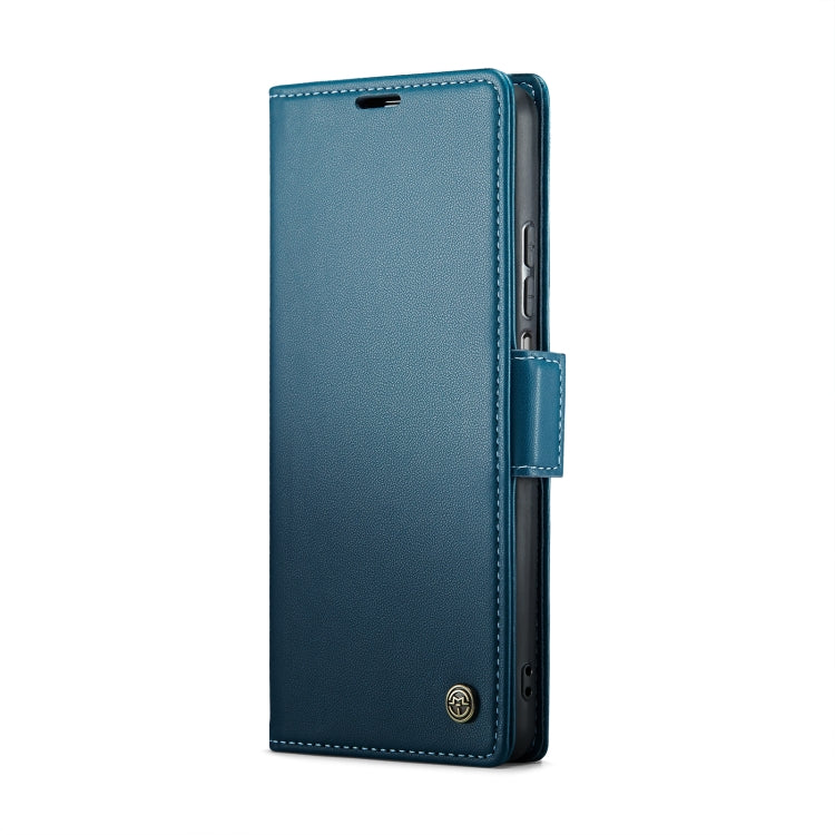 Pour Xiaomi Poco F5 5G/Redmi Note 12 Turbo 5G Coque de téléphone en cuir anti-vol RFID CaseMe 023 à texture litchi avec boucle papillon (bleu)