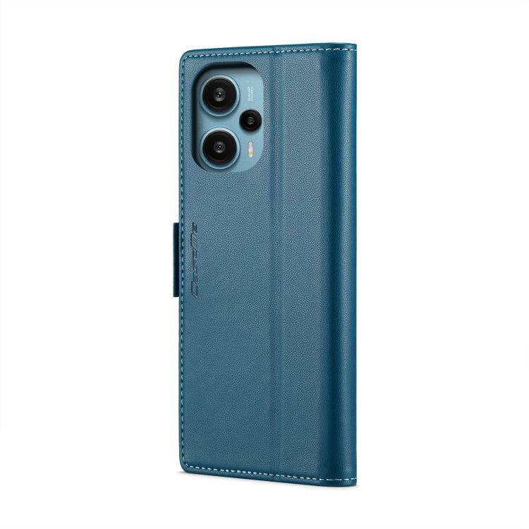 Pour Xiaomi Poco F5 5G/Redmi Note 12 Turbo 5G Coque de téléphone en cuir anti-vol RFID CaseMe 023 à texture litchi avec boucle papillon (bleu)