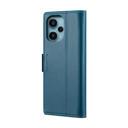 Pour Xiaomi Poco F5 5G/Redmi Note 12 Turbo 5G Coque de téléphone en cuir anti-vol RFID CaseMe 023 à texture litchi avec boucle papillon (bleu)