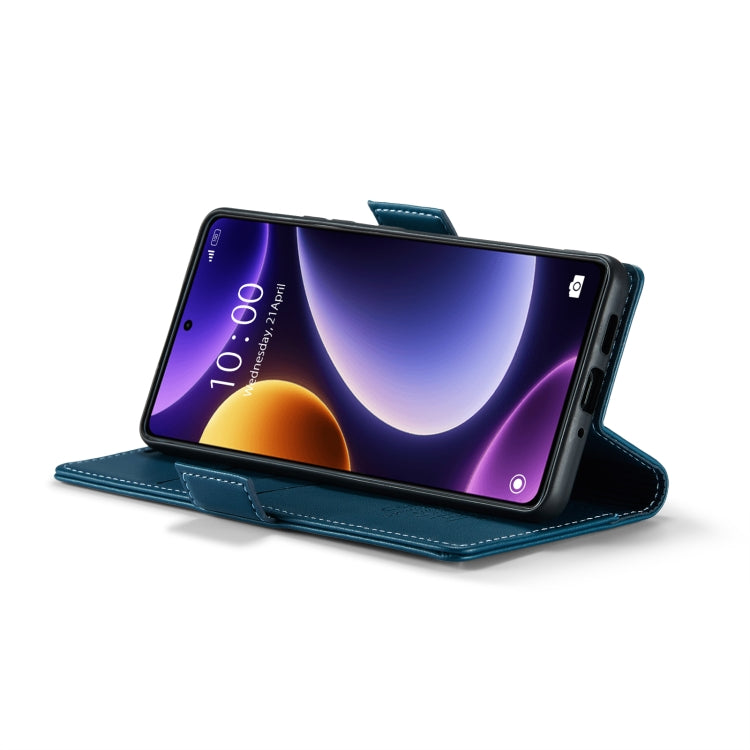 Pour Xiaomi Poco F5 5G/Redmi Note 12 Turbo 5G Coque de téléphone en cuir anti-vol RFID CaseMe 023 à texture litchi avec boucle papillon (bleu)