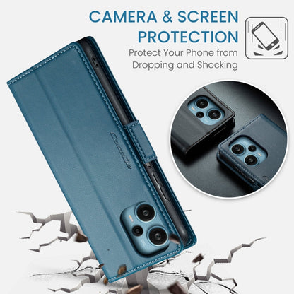 Pour Xiaomi Poco F5 5G/Redmi Note 12 Turbo 5G Coque de téléphone en cuir anti-vol RFID CaseMe 023 à texture litchi avec boucle papillon (bleu)