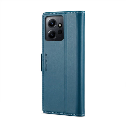 For Xiaomi Redmi Note 12 4G Global CaseMe 023 Butterfly Buckle Litchi Texture RFID Anti-theft Leather Phone Case(Blue)