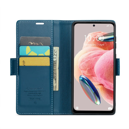 For Xiaomi Redmi Note 12 4G Global CaseMe 023 Butterfly Buckle Litchi Texture RFID Anti-theft Leather Phone Case(Blue)