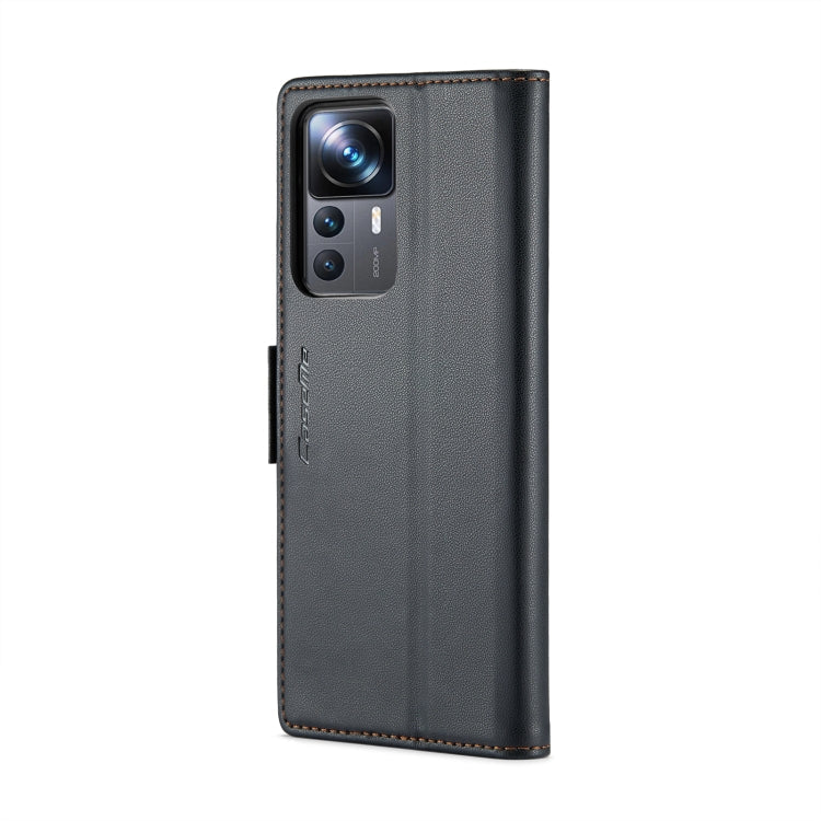 For Xiaomi 12T /12T Pro/Redmi K50 Ultra CaseMe 023 Butterfly Buckle Litchi Texture RFID Anti-theft Leather Phone Case(Black)