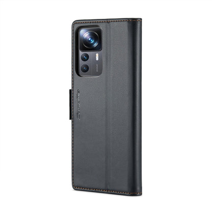 For Xiaomi 12T /12T Pro/Redmi K50 Ultra CaseMe 023 Butterfly Buckle Litchi Texture RFID Anti-theft Leather Phone Case(Black)