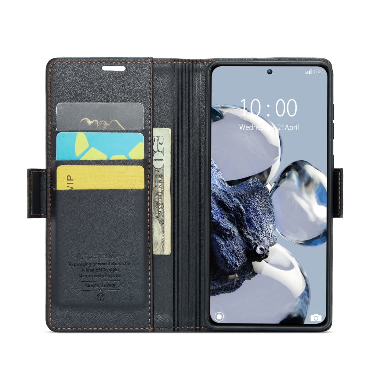 For Xiaomi 12T /12T Pro/Redmi K50 Ultra CaseMe 023 Butterfly Buckle Litchi Texture RFID Anti-theft Leather Phone Case(Black)