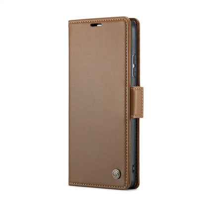 For Xiaomi 12T /12T Pro/Redmi K50 Ultra CaseMe 023 Butterfly Buckle Litchi Texture RFID Anti-theft Leather Phone Case(Brown)