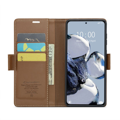 For Xiaomi 12T /12T Pro/Redmi K50 Ultra CaseMe 023 Butterfly Buckle Litchi Texture RFID Anti-theft Leather Phone Case(Brown)