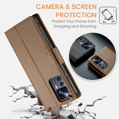 For Xiaomi 12T /12T Pro/Redmi K50 Ultra CaseMe 023 Butterfly Buckle Litchi Texture RFID Anti-theft Leather Phone Case(Brown)