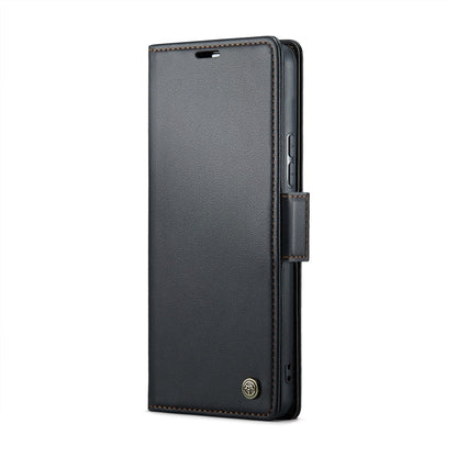 Pour Xiaomi 13T/13T Pro Étui CaseMe 023 avec boucle papillon, texture litchi, cuir anti-vol RFID (Noir)