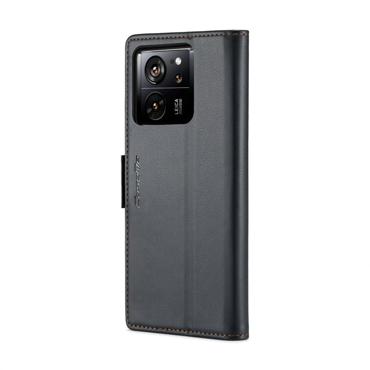 Pour Xiaomi 13T/13T Pro Étui CaseMe 023 avec boucle papillon, texture litchi, cuir anti-vol RFID (Noir)