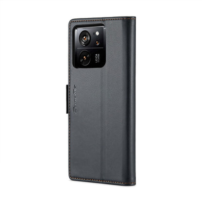 Pour Xiaomi 13T/13T Pro Étui CaseMe 023 avec boucle papillon, texture litchi, cuir anti-vol RFID (Noir)
