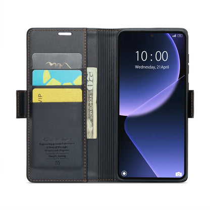 Pour Xiaomi 13T/13T Pro Étui CaseMe 023 avec boucle papillon, texture litchi, cuir anti-vol RFID (Noir)
