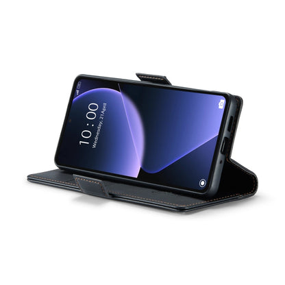 Pour Xiaomi 13T/13T Pro Étui CaseMe 023 avec boucle papillon, texture litchi, cuir anti-vol RFID (Noir)